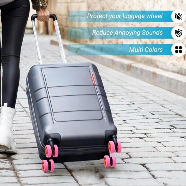 8PCS Suitcase Wheel Covers, Noise Reducing Silicone Luggage Wheel Cover, Shock-Proof Luggage Compartment Wheel Protection Cover, Suitcase Protector Covers with Wear-Resistant (Blue, 8Pcs) - Image 6