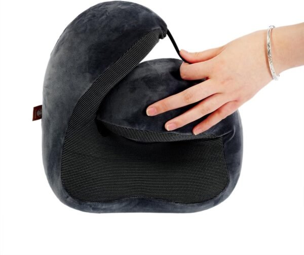 Memory Foam Travel Pillow, Neck Pillow with 360-Degree Head Support, Comfortable and Lightweight, Ideal for Sleeping on Airplane, Car, Train, Bus and Home Use, Comes with Storage Bag (Grey) - Image 5