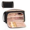 CUBETASTIC Makeup Bag, Small Cosmetic Bag with Makeup Brush Comparment, 2 in 1 Cute Make Up Organizer Pouch for Women Girls, Portable Travel Toiletry Bag