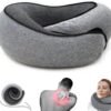 Outney™ Travel Pillow for Airplanes 2024 Veritable Chin Support Travel Neck Pillow 100% Pure Memory Foam Full Neck Surround Pillows for Traveling Flight Sleeping Portable Travel Essentials (Grey)