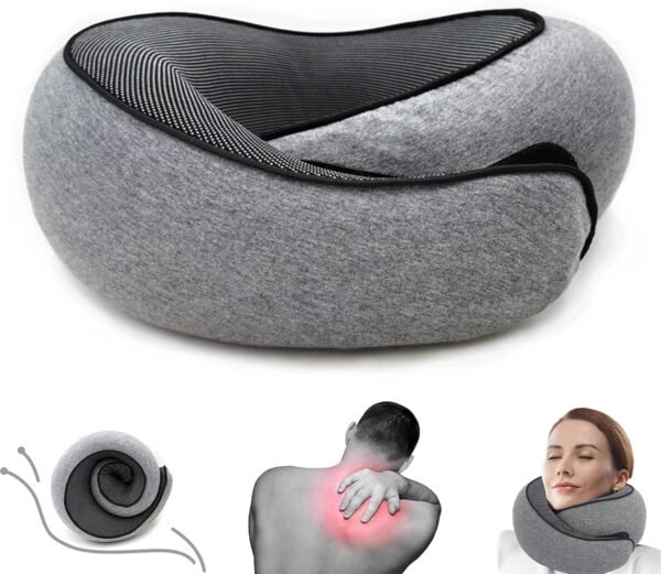 Outney™ Travel Pillow for Airplanes 2024 Veritable Chin Support Travel Neck Pillow 100% Pure Memory Foam Full Neck Surround Pillows for Traveling Flight Sleeping Portable Travel Essentials (Grey)