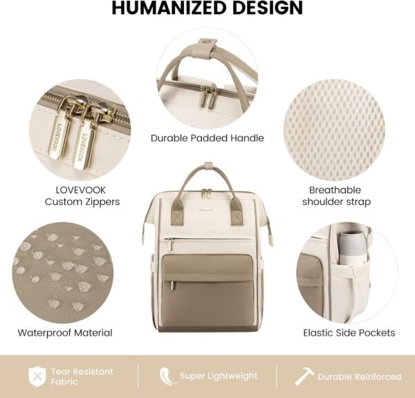 LOVEVOOK Laptop Backpack Purse for Women Waterproof Teacher Nurse Bag, 15.6 inch Work laptop Bag with USB Port, Business Travel Computer Backpack - Image 4