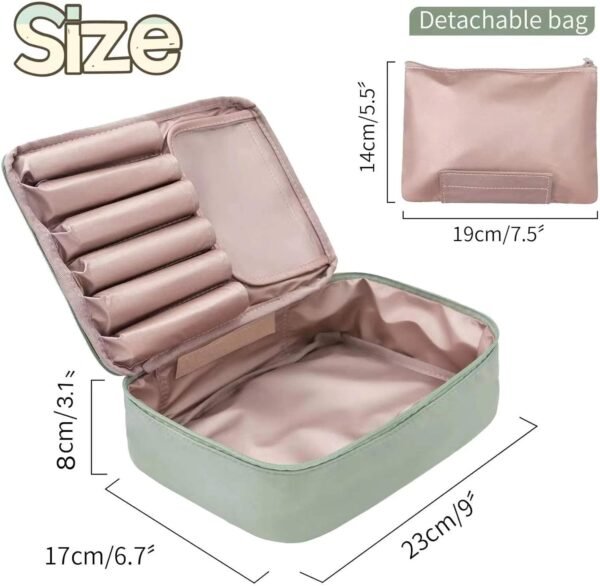 Queboom Travel Makeup Bag Cosmetic Bag Makeup Bag Toiletry bag for women and men (Green) - Image 2