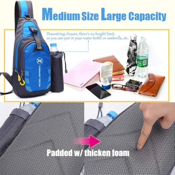 Peicees Chest Crossbody Sling Backpack Bag Travel Bike Gym Daypack for Women Men - Image 4