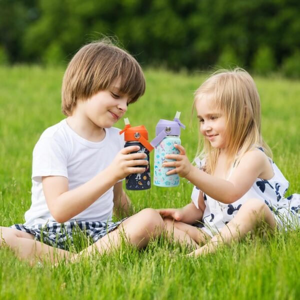 Kids Insulated Water Bottle with Straw Lid, 14oz Double Wall Vacuum 18/8 Stainless Steel Kids Tumbler, BPA-FREE Leak Proof Toddler Metal Water Bottle Kids Cups for School Travel Boys Girls - Image 8