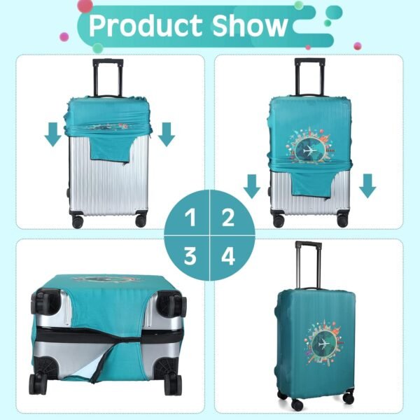 Sherr 3 Pieces Travel Luggage Cover Suitcase Protector Anti Scratch Suitcase Cover Washable Baggage Covers (Travel Theme,Medium/L/XL) - Image 5