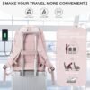 coowoz Travel Backpack for Women Men Mochila de Viaje Laptop Work Backpack Hiking Gym College Backpack Rucksack Travel Essentials Personal Item Travel Bag Carry on Backpack Flight Approved Pink - Image 4