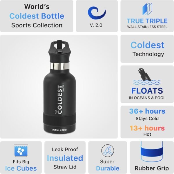 COLDEST Kids Water Bottle for School - 12 oz (Straw Lid), Insulated Stainless Steel Reusable Leak-Proof for Girls, Boys - Image 4