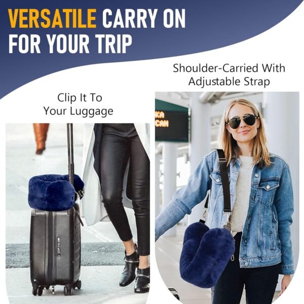 Travel Neck Pillow Stuffable with Clothes, Stuffable Neck Pillow for Travel, The Fillable Neck Pillow Storage Bag, Soft Velvet Neck Pillow Case Cover, Packable Airplane Travel Pillow - Image 3
