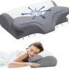 Cervical Neck Pillow,Ergonomic Memory Foam Orthopedic Cervical Pillow with Cooling Pillowcases,Ideal for Neck&Shoulder Pain Relief,Perfect for Side,Back&Stomach Sleepers