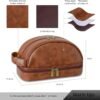 Men Toiletry Bag,Waterproof Dopp kit hygiene bag for travel,leather shaving kit bag for Toiletries Accessories,Organizer for traveling Cosmetic Bag (Brown) - Image 4