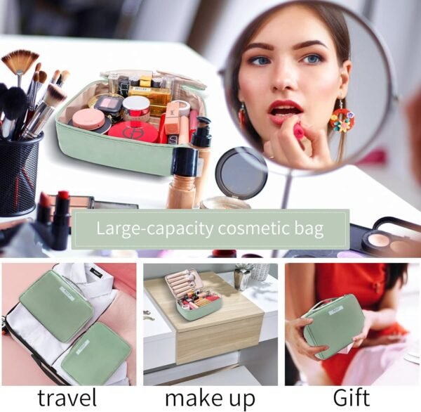 Queboom Travel Makeup Bag Cosmetic Bag Makeup Bag Toiletry bag for women and men (Green) - Image 6