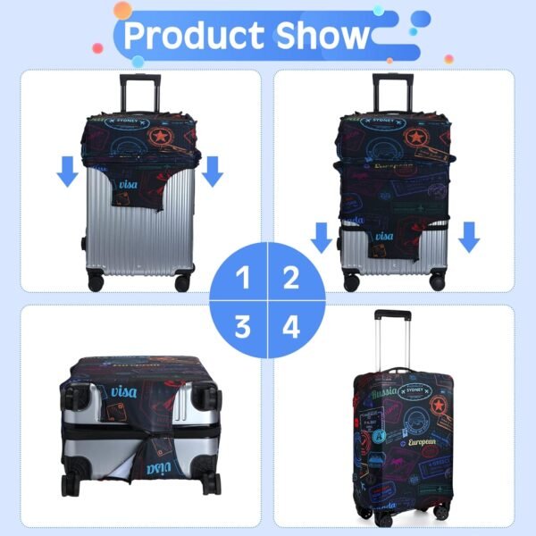 Sherr 3 Pieces Travel Luggage Cover Suitcase Protector Anti Scratch Suitcase Cover Washable Baggage Covers (Vintage Theme, Medium Size) - Image 5