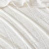 50x60 Inches Plaid Fleece Throw Blanket, Soft Silky Flannel with 3D Jacquard Gold Glitter Stripes, Lightweight Plush Blanket for Couch, Bed, Sofa, Camping, and Travel, Ivory White - Image 3