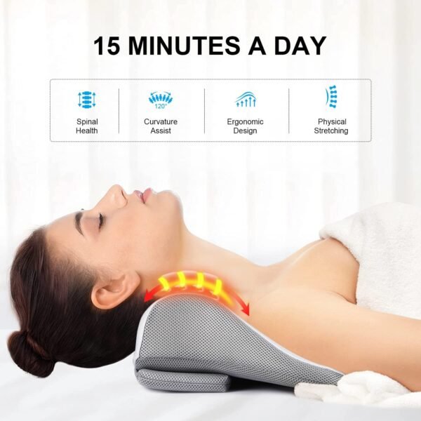 Heated Neck Stretcher with Magnetic Therapy Pillowcase, Neck and Shoulder Relaxer Pillows, Cervical Traction Device for Relieve TMJ Headache Muscle Tension Spine Alignment - Image 5