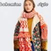 Yeieeo Boho Scarf for Women Lightweight Floral Printed Scarf Fall Winter Fashion Fringed Shawl - Image 7