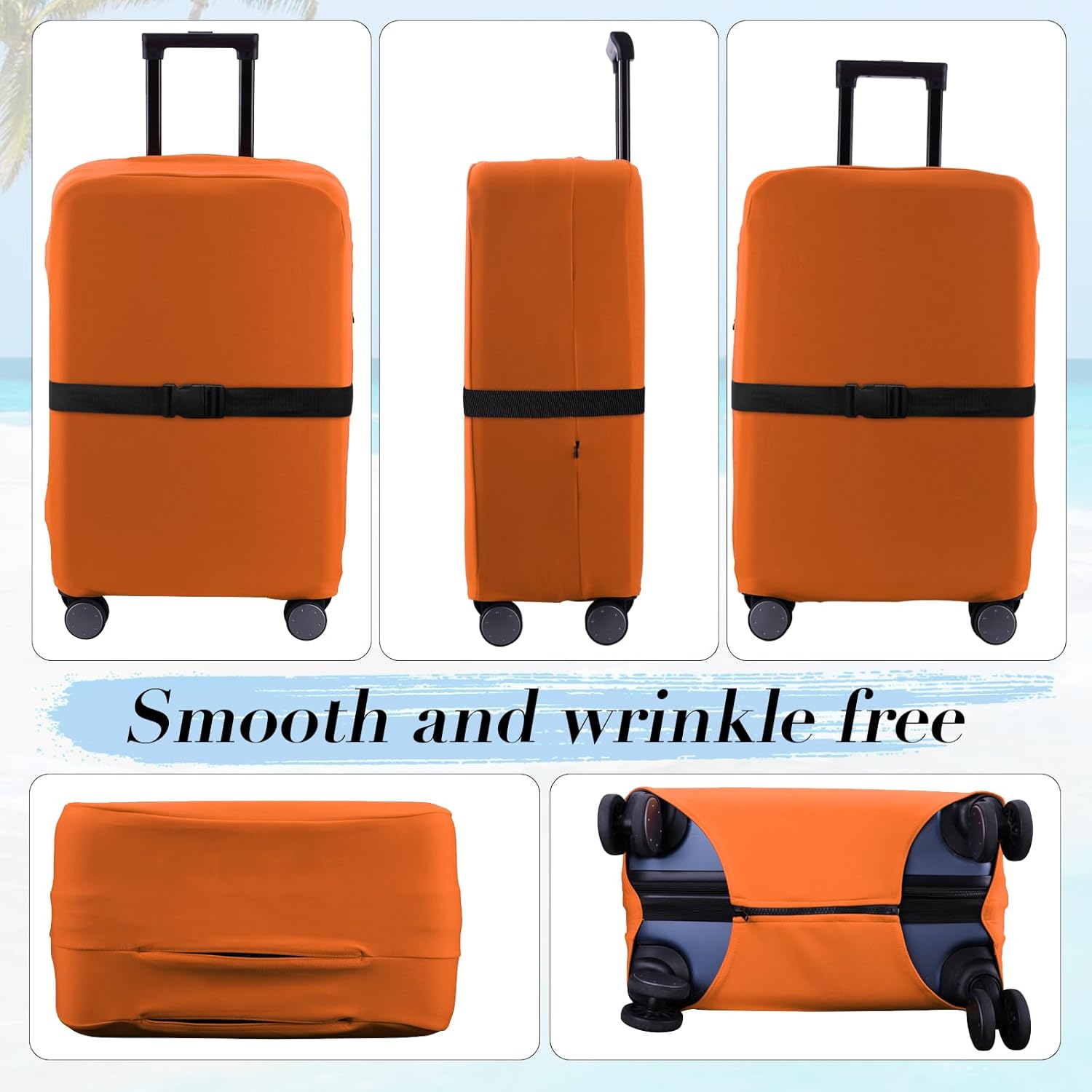 Travel Luggage Cover Suitcase Protector Scratch-Resistant Fit 19-31 Inch Suitcase, Not Included Suitcase (Orange, S(19-21 inch)) - Image 4