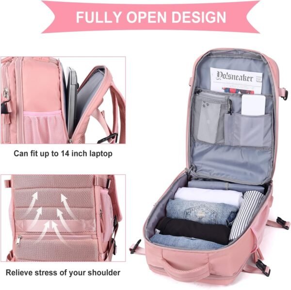 coowoz Travel Backpack For Women Men Airline Approved,Carry On Backpack,Large Hiking Backpack Waterproof Outdoor Sports Rucksack Casual Daypack Fit 15.6 Inch Laptop Backpack College Backpack - Image 3