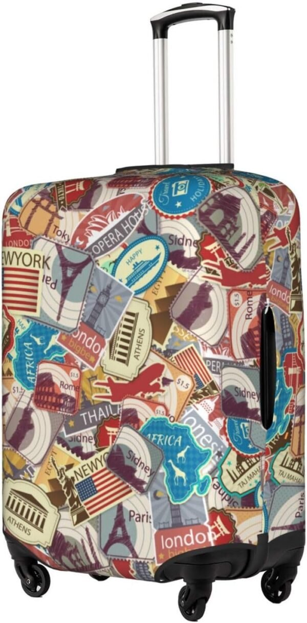 Nsipan Travel Luggage Covers Elastic Suitcase Protector with Stamp Pattern Luggage Covers for Suitcase Protector Suitcase Cover Fit for 18-21 Inch Luggage - Image 8