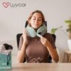 Premium Quality Memory Foam Travel Neck Pillow Bundle - Best Ergonomic Pillow for Airplane Travel, car Ride, Sleeping. Comes with Eye mask, earplugs and Storage Bag. (Imperial Green) - Image 5
