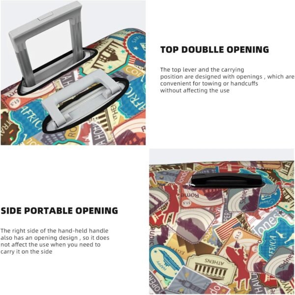 Nsipan Travel Luggage Covers Elastic Suitcase Protector with Stamp Pattern Luggage Covers for Suitcase Protector Suitcase Cover Fit for 18-21 Inch Luggage - Image 4