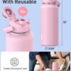 TOURIT 32 oz Insulated Water Bottle, Stainless Steel Sports Water Bottles With Top Handle, Double-Wall Travel Thermal Water Flask, BPA Free Leakproof Thermos Bottle for Sports and Travel,Pink - Image 8