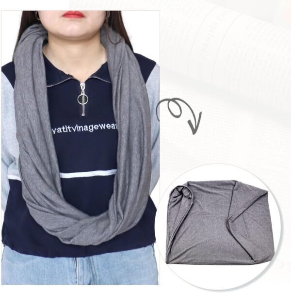 Infinity Travel Scarf Blanket with Hidden Pockets Travel Tube Blanket Perfect for Travel - Image 5