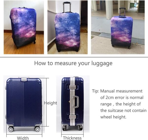 TRAVELKIN Travel Elastic Spandex Suitcase Protector Case, 18/24/28/32 Inch Suitcase Protective Cover, Thickened and Washable Luggage Cover (S(18"-21" luggage), Nebula) - Image 3