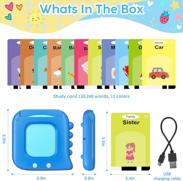 Talking Flash Cards,Kids Toddler Flash Cards with 240 Sight Words,Montessori Toys,Autism Sensory Toys,Speech Therapy Toys,Learning Educational Toys Gifts for Age 1 2 3 4 5 Years Old Boys and Girls - Image 5