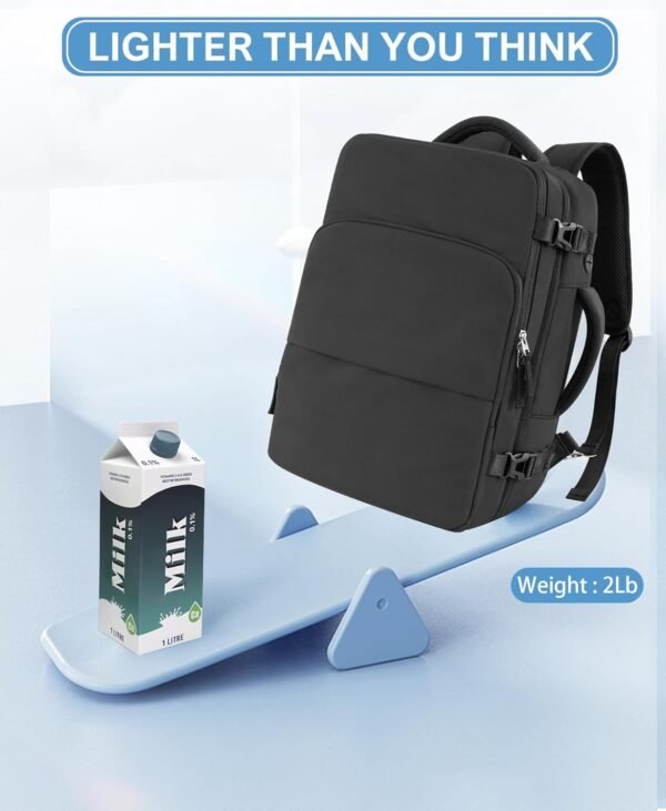 Beraliy Travel Backpack for Men Women, Personal Item Bag for Airlines, Carry On Backpack,16inch Laptop Backpack, Durable Backpack for Hiking College Work Gym Weekender Bag, Black - Image 3