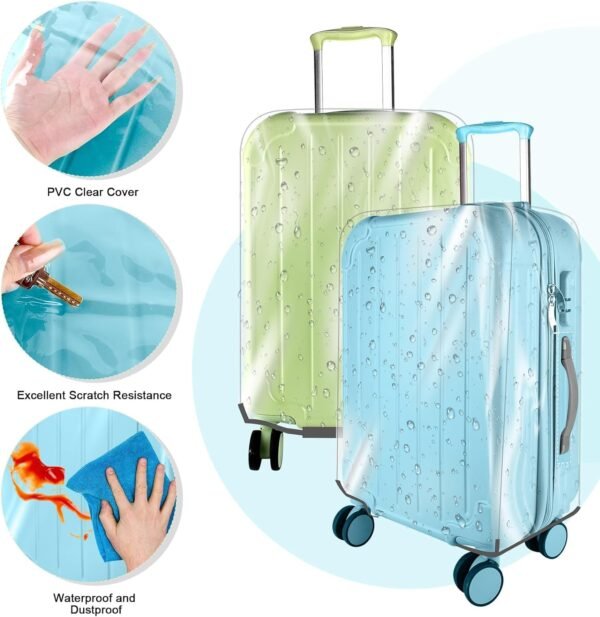 Upgraded Extra Thickness Clear Luggage Cover, 0.3mm 24" PVC Suitcase Cover Protector, Transparent Luggage Protector for Suitcase Cover, Waterproof Dustproof Anti-scratch Travel Suitcase Covers - Image 6