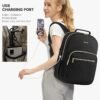LOVEVOOK Laptop Backpack Purse for Women, Work Travel Computer Bags, College School Backpack for Student Girl, Quilted Casual Daypack with USB Port, Fit 15.6 Inch Laptop, Black - Image 5