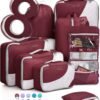 OlarHike 8 Set Packing Cubes for Travel, 4 Various Sizes(Extra Large,Large,Medium,Small), Luggage Organizer Bags for Travel Accessories Travel Essentials,For Carry on Suitcases (Burgundy)