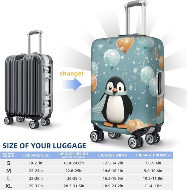 Travel Luggage Cover Penguin Balloon Snowflake Spandex Suitcase Protector Washable Baggage Covers Elastic Scratch-Resistant Luggage Cover Protector Fits 18-32 Inch Luggage - Image 2