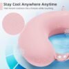 Travel Pillow, Cooling Neck Pillow Airplane Memory Foam with Sleep Mask Earplugs, Soft & Support Airplane Pillow for Travelling Plane Car Train Home Use, Pink - Image 2
