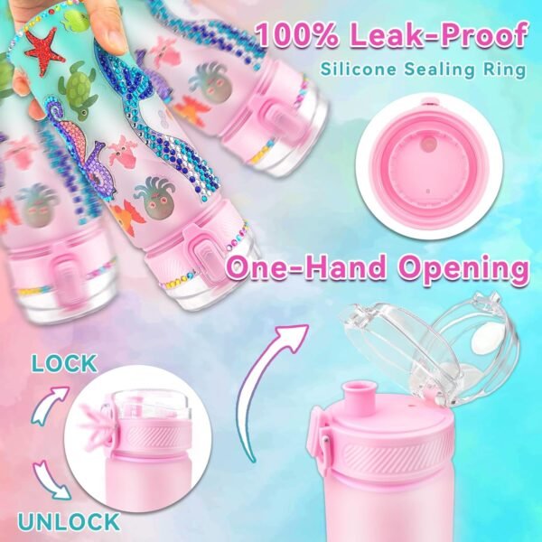 EDsportshouse Decorate Your Own Water Bottle Kits for Girls Age 4-6-8-10,Mermaid Painting Crafts,Fun Arts and Crafts Gifts Toys for Girls Birthday Christmas(Mermaid) - Image 5