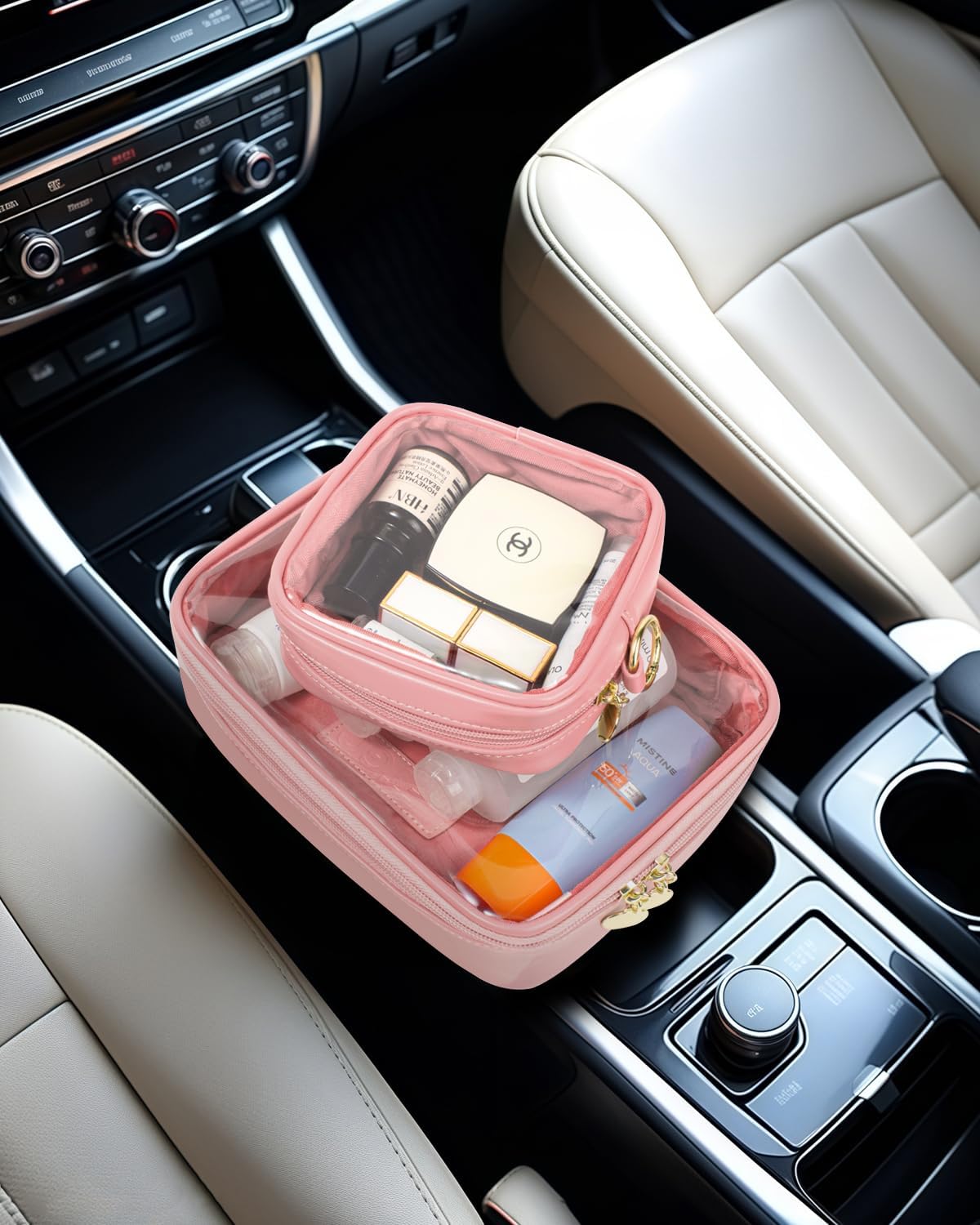 LETGO Clear Makeup Bags Set - TSA Approved Toiletry Bag,Clear Toiletry Bags for Traveling Small Clear Makeup Bag for School Mini Travel Essentials Pink Car Accessories for Women Men (Large+Mini Pink) - Image 5