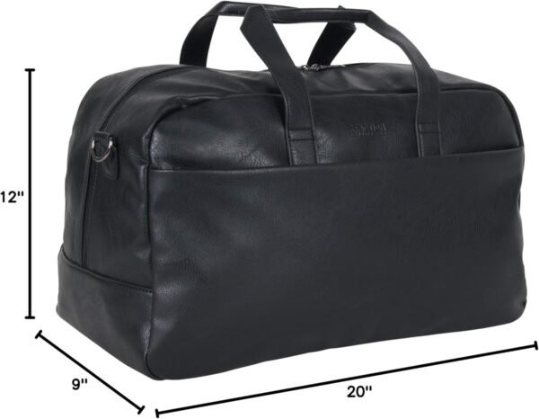 Kenneth Cole REACTION Port Stanley Duffel Pebbled Vegan Leather Carry On Shoulder Duffle Travel Bag, Black, 15" Laptop - Image 11