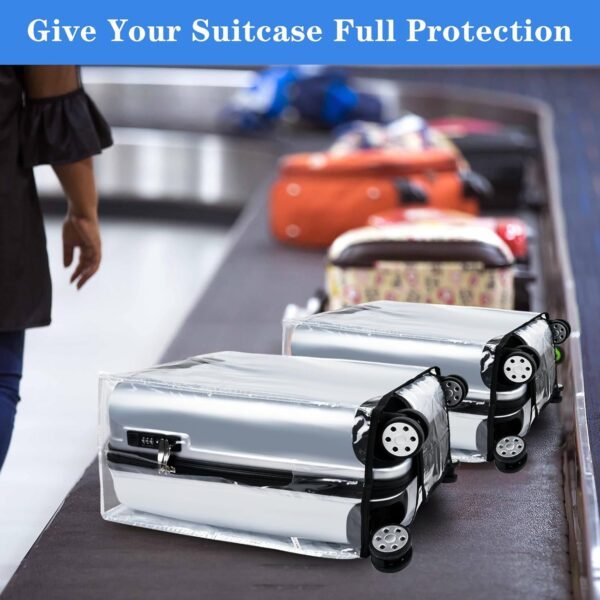 4 PCS Luggage Covers,20/22/24/28 In Clear PVC Suitcase Covers for Luggage,Waterproof Luggage Protector for Travel (Transparent Border, Regular Style) - Image 7