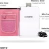 Travel Water Bottle | Flat Water Bottle With Strap | Leak Proof Slim Water Bottles For Travel | BPA Free Water Flask | Ultimate Square Water Bottle With Sleve 18 oz (Rose Pink) - Image 3