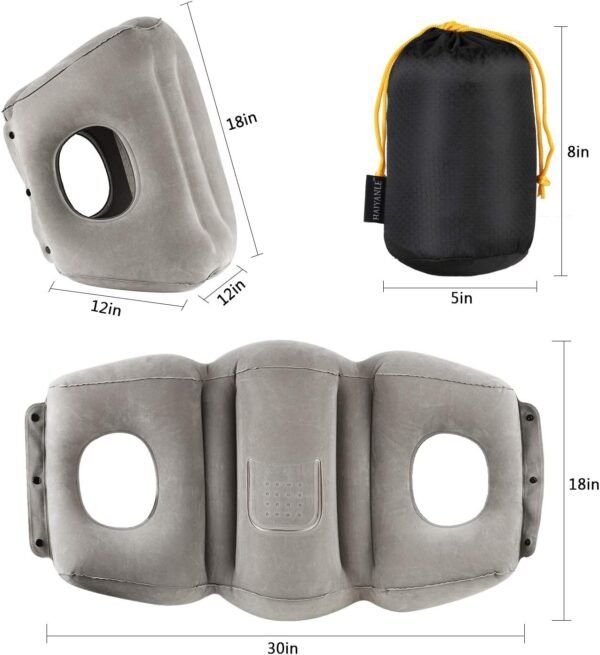 simptech Inflatable Travel Pillow,Airplane Pillow with Super Soft Slipcover,fabric pvc, Big Valve Design Inflate and Deflate in Seconds, Unfolding Used As Lumbar Support - Image 7