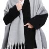 Bestshe Women's Winter Warm Scarf Plaid Tassel Soft Scarf Fashion Chunky Oversized Blanket Scarves Wrap Shawl - Image 4