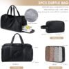 Wogarl 3PCS Leather Weekender Bag for Women Men Large Overnight Bag Travel Duffel Bag with Shoe Compartment Toiletry Packing Cube Carry On Bag Fit 21" Laptop(Black) - Image 6