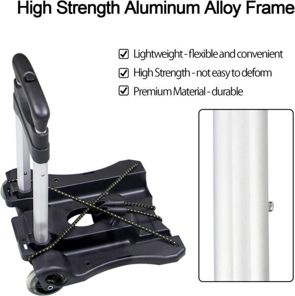 Sutekus Folding Hand Truck and Dolly 110-lbs Lightweight Portable Luggage Cart for School Travel Office Moving (Black) - Image 3