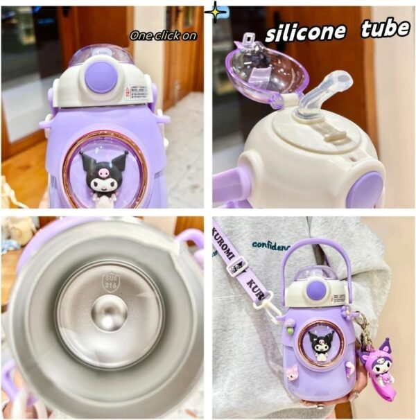 Generic Cute Thermos Mug Kawaii Water Bottle Stainless Steel Vacuum Insulated Bottle for Hot or Cold Drinks Adorable Travel Mug (Purple) - Image 4