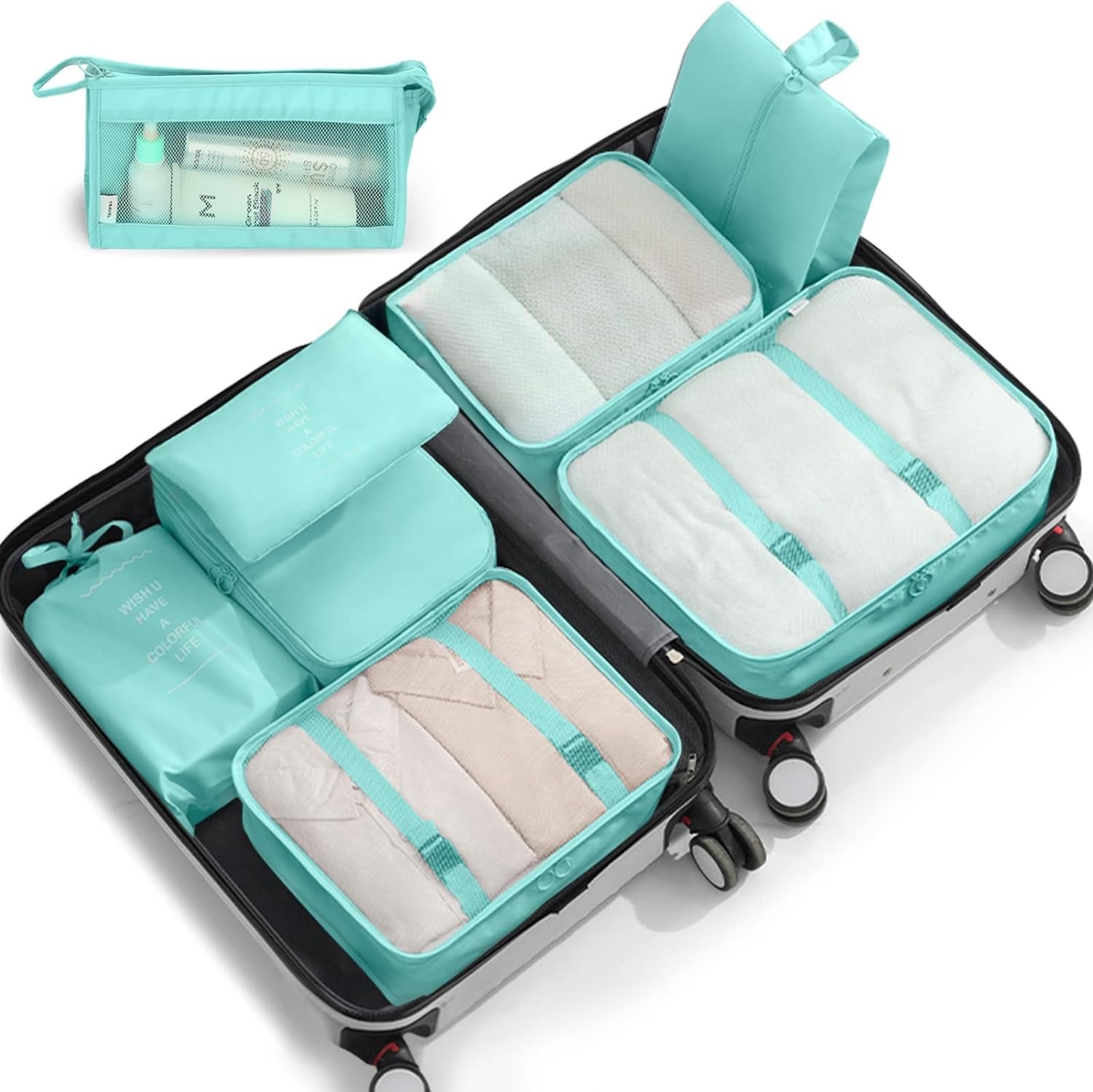 Packing Cubes for Suitcases,Packing Cubes with Shoe Bag, Cosmetics Bag, Clothing Bag, Accessories Bags Packing Cubes for Travel Luggage Organizer Women Men