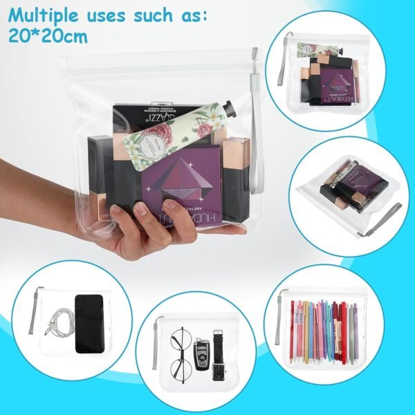 Lusofie 2 Pcs Clear airport security liquids bags,20x20cm Clear Plastic Zip Travel Bag Waterproof Clear Travel Toiletries Bag Travel Essentials For Women Men - Image 4