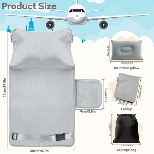 Toddler Airplane Bed Seat Extender, Kids Airplane Bed, Portable Baby Airplane Seat Extender Travel Bed, Kids Airplane Travel Essentials, Suitable for Airplane, Train, Bus - Image 4