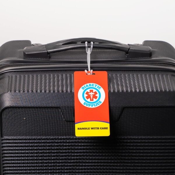 Medical Equipment Luggage Tag, Medical Equipment ID Identification Luggage Tag Medical Alert Bag Tag Travel Supplies (2.1" X 4.5", Diabetic - Red) - Image 3