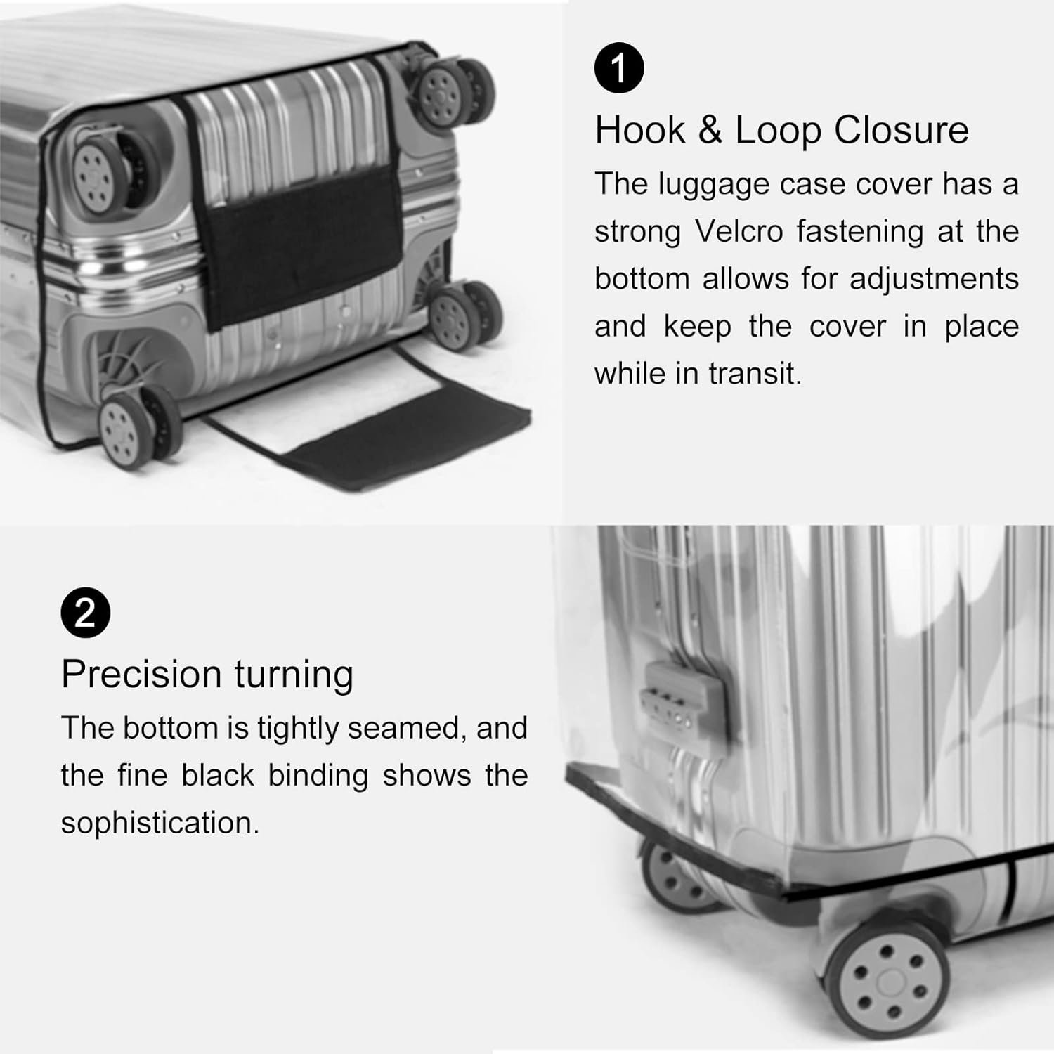 T Tersely 3 Pieces Luggage Cover Protectors, Clear PVC Suitcase Cover Set for 20 24 28 inch luggage,Waterproof Suitcase Protective Covers for Tsa Approved for Travel - Image 5